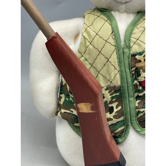 Christmas hunter plush standing snowman figurine decor white green camo READ - Picture 3 of 11